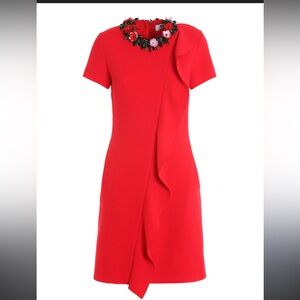 MSGM Red Dress with Floral Embellishments